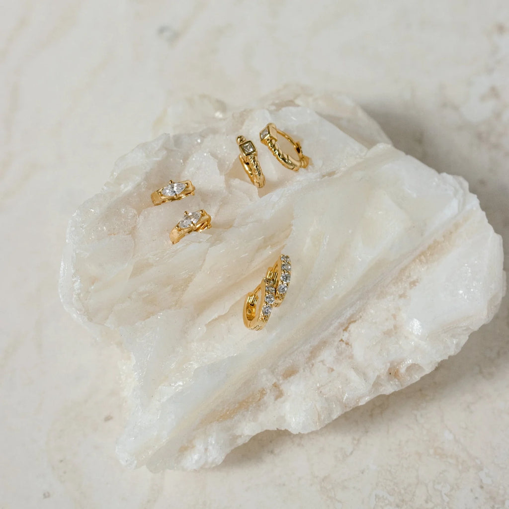 Marquise Diamond Aurora Huggies Silver 18K Gold Plated