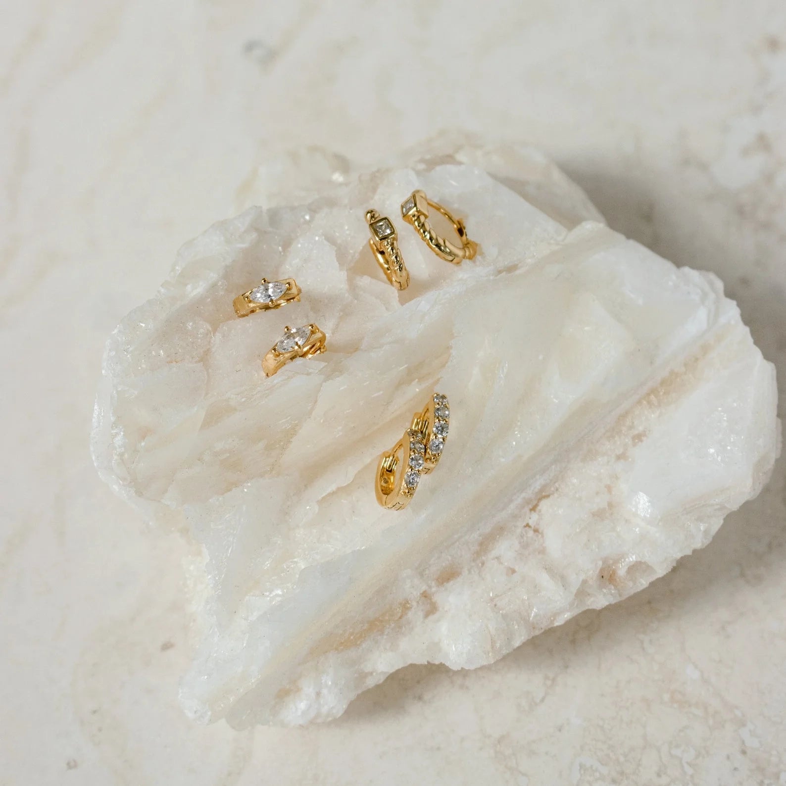 Marquise Diamond Aurora Huggies Silver 18K Gold Plated