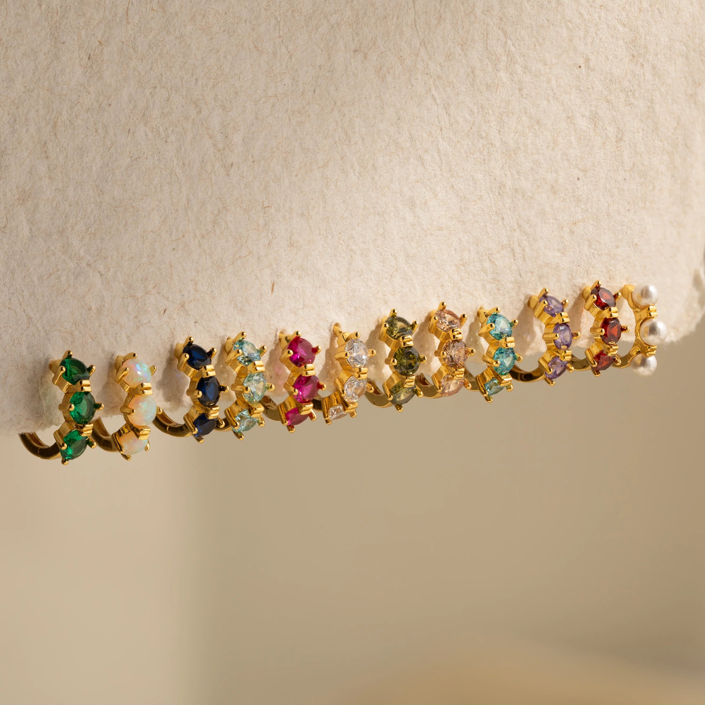 Triple Garnet Huggies Silver 18K Gold Plated