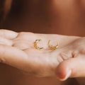 Crescent Moon & Star Stud Silver 18K Gold Plated