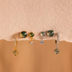 Agate Earrings Set Silver 18K Gold Plated