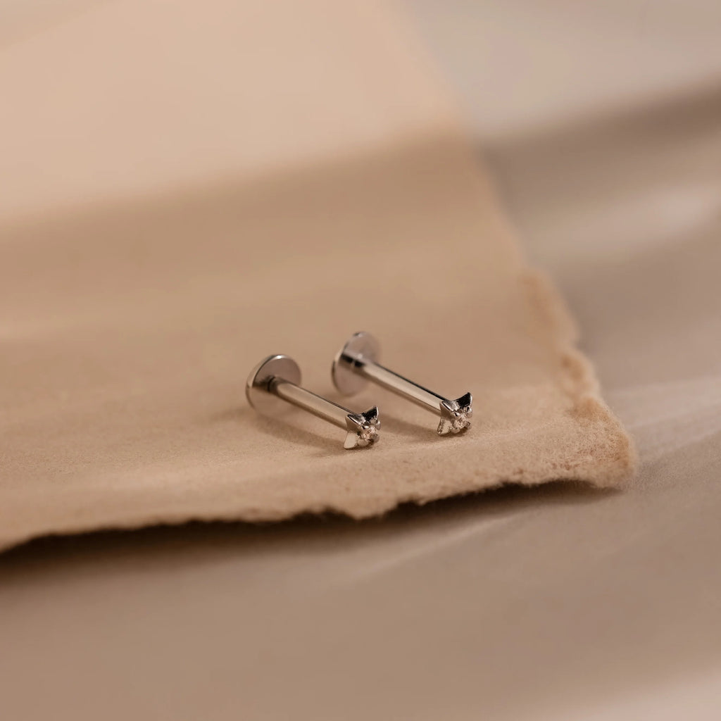North Star Flatback Studs Silver 18K Gold Plated