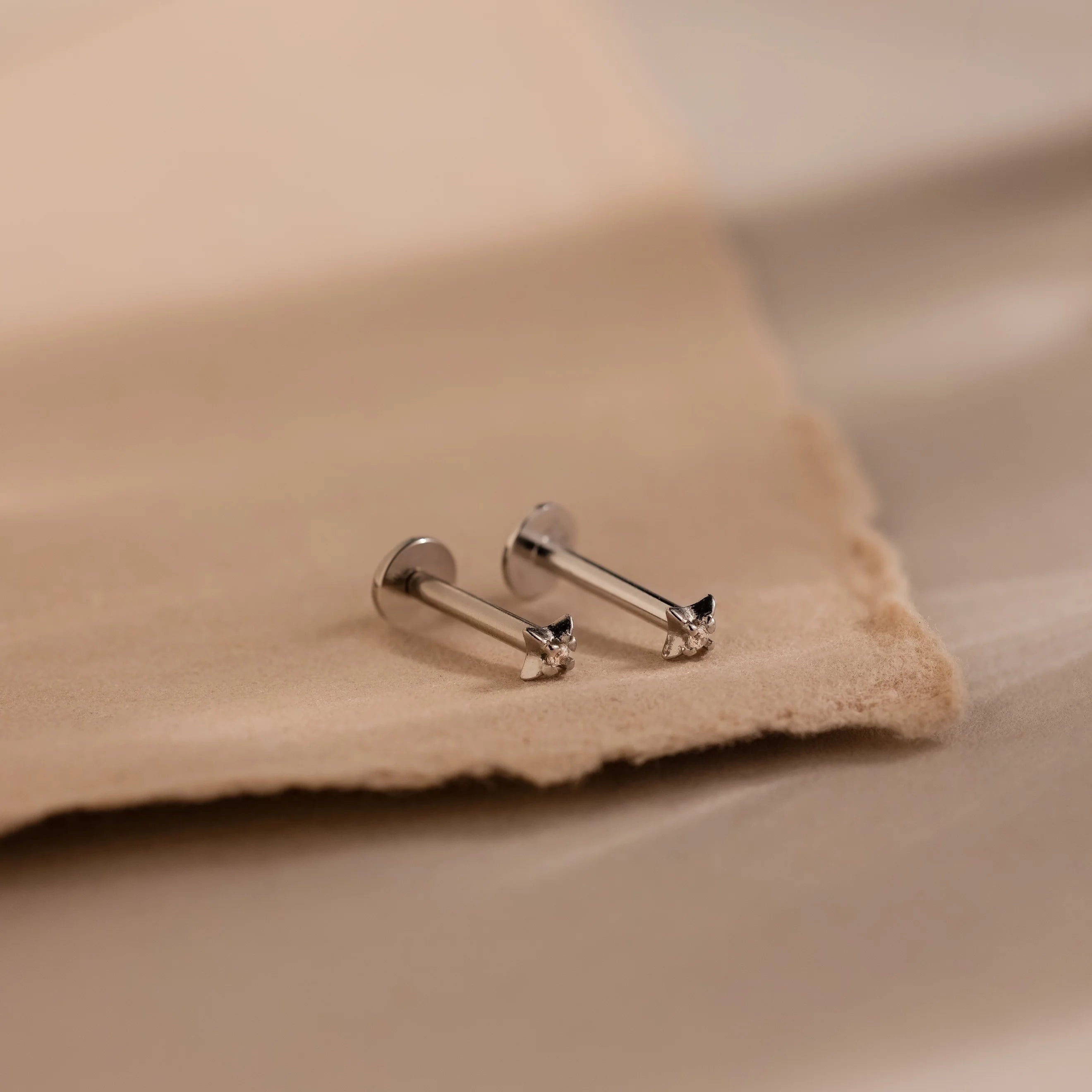 North Star Flatback Studs Silver 18K Gold Plated