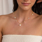 Baroque Pearl Station Necklace Silver 18K Gold Plated