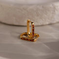 Baguette Birthstone Link Earrings Silver 18K Gold Plated