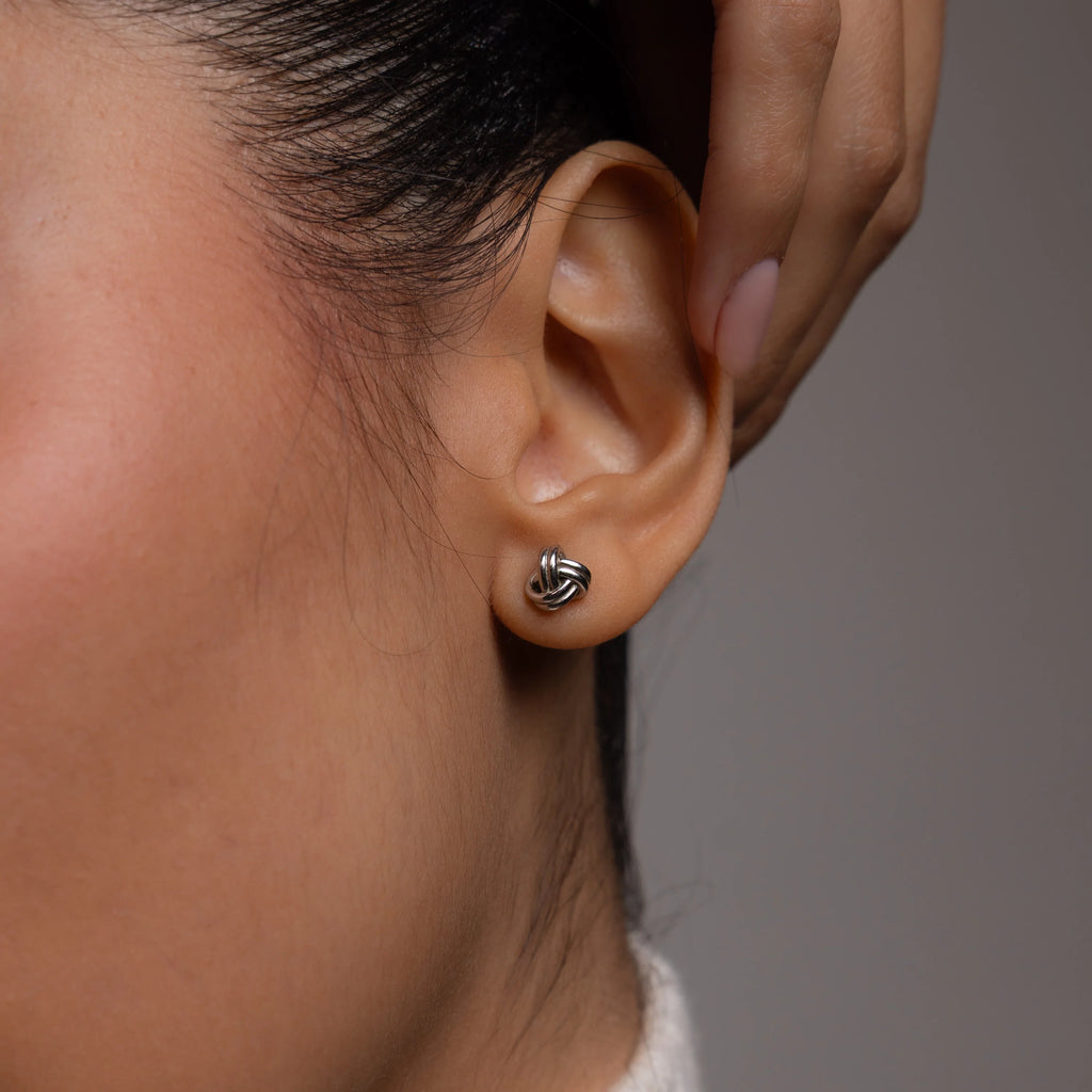 Love Knot Studs Silver 18K Gold Plated