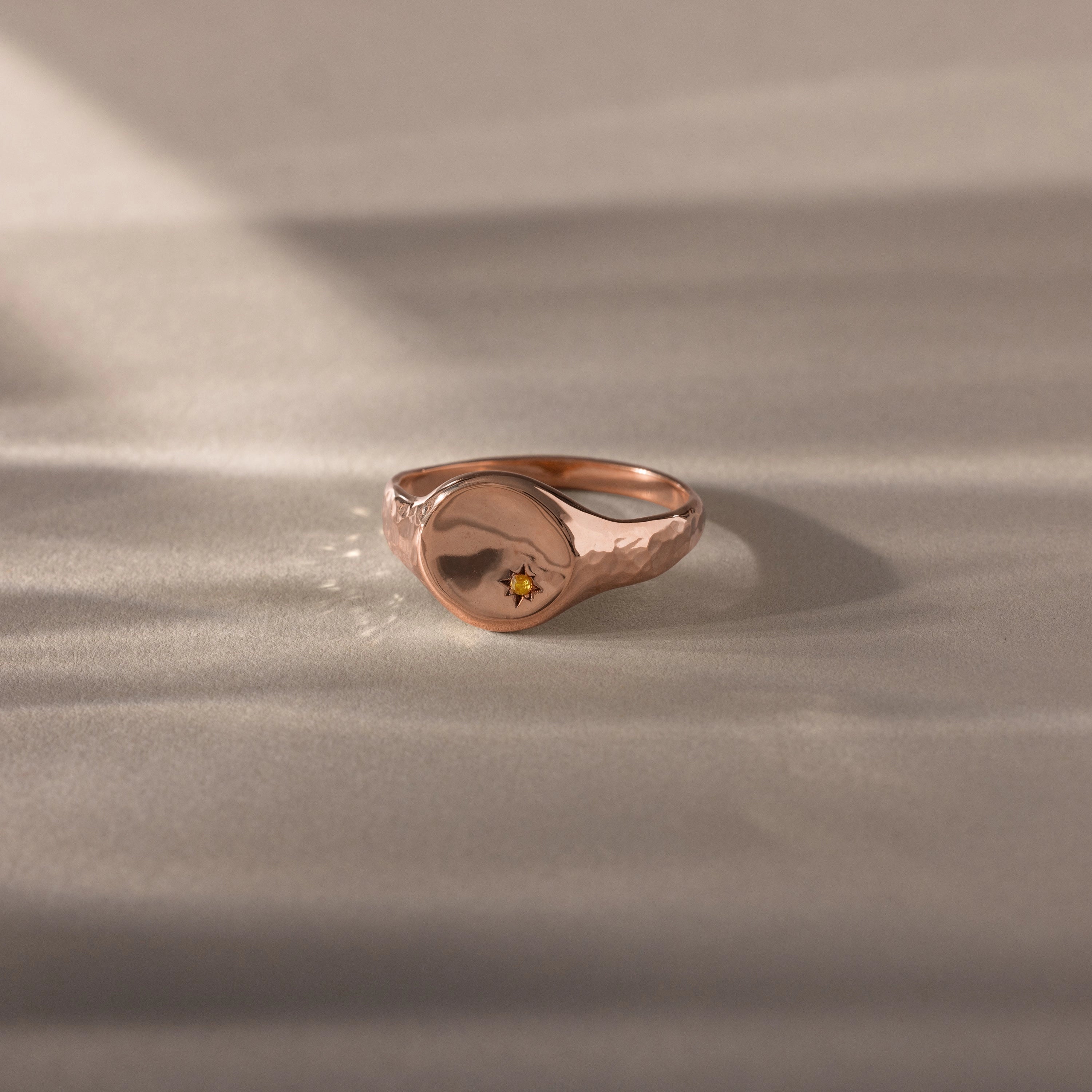 North Star Topaz Signet Ring Silver 18K Gold Plated