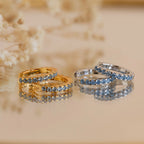 Aquamarine Pave Huggies Silver 18K Gold Plated