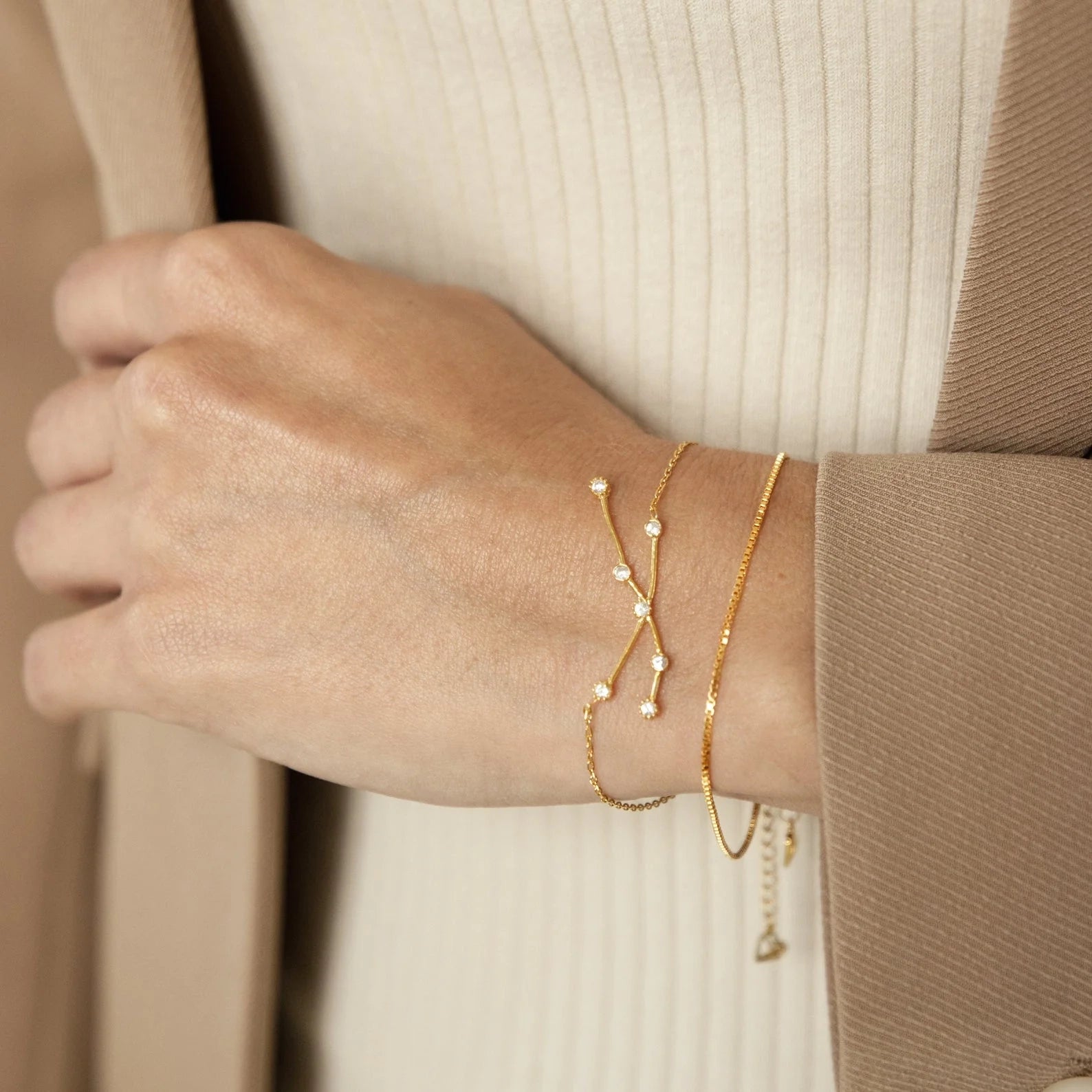 Diamond Constellation Charm Bracelet Silver 18K Gold Plated
