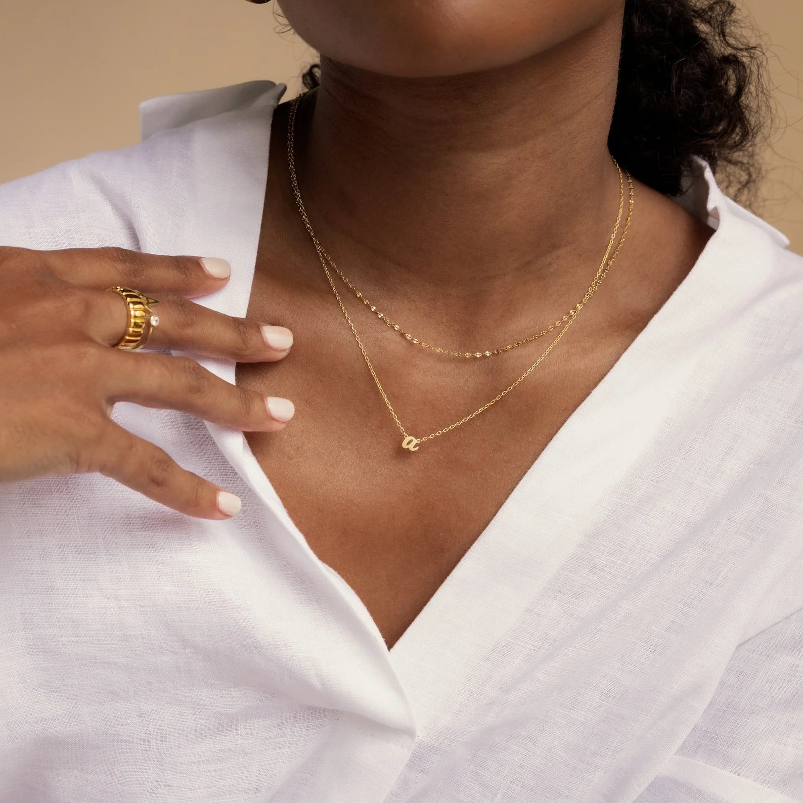 Grace Dainty Initial Necklace Silver 18K Gold Plated
