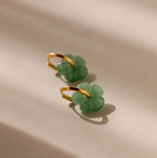 Jade Flower Hoops Silver 18K Gold Plated