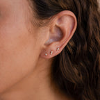 Diamond Flatback Studs Set Silver 18K Gold Plated