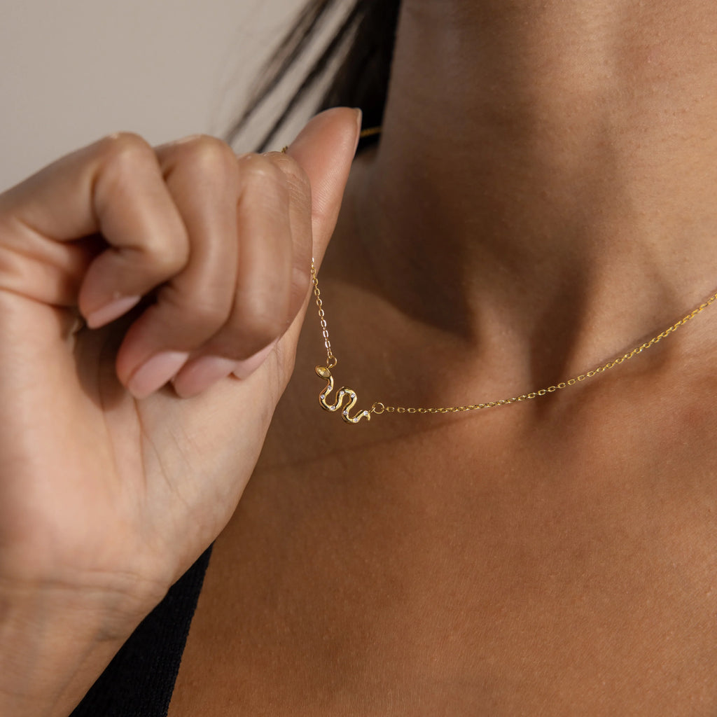 Dainty Viper Necklace Silver 18K Gold Plated
