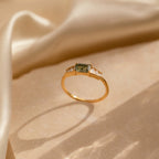 Diamond Agate Statement Ring Silver 18K Gold Plated