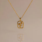 Birth Flower Charm Necklace Silver 18K Gold Plated