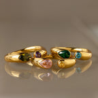 Toi et Moi Birthstone Signet Ring  Silver 18K Gold Plated