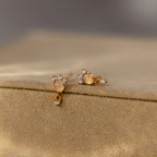 Halo Moonstone Drop Studs Silver 18K Gold Plated