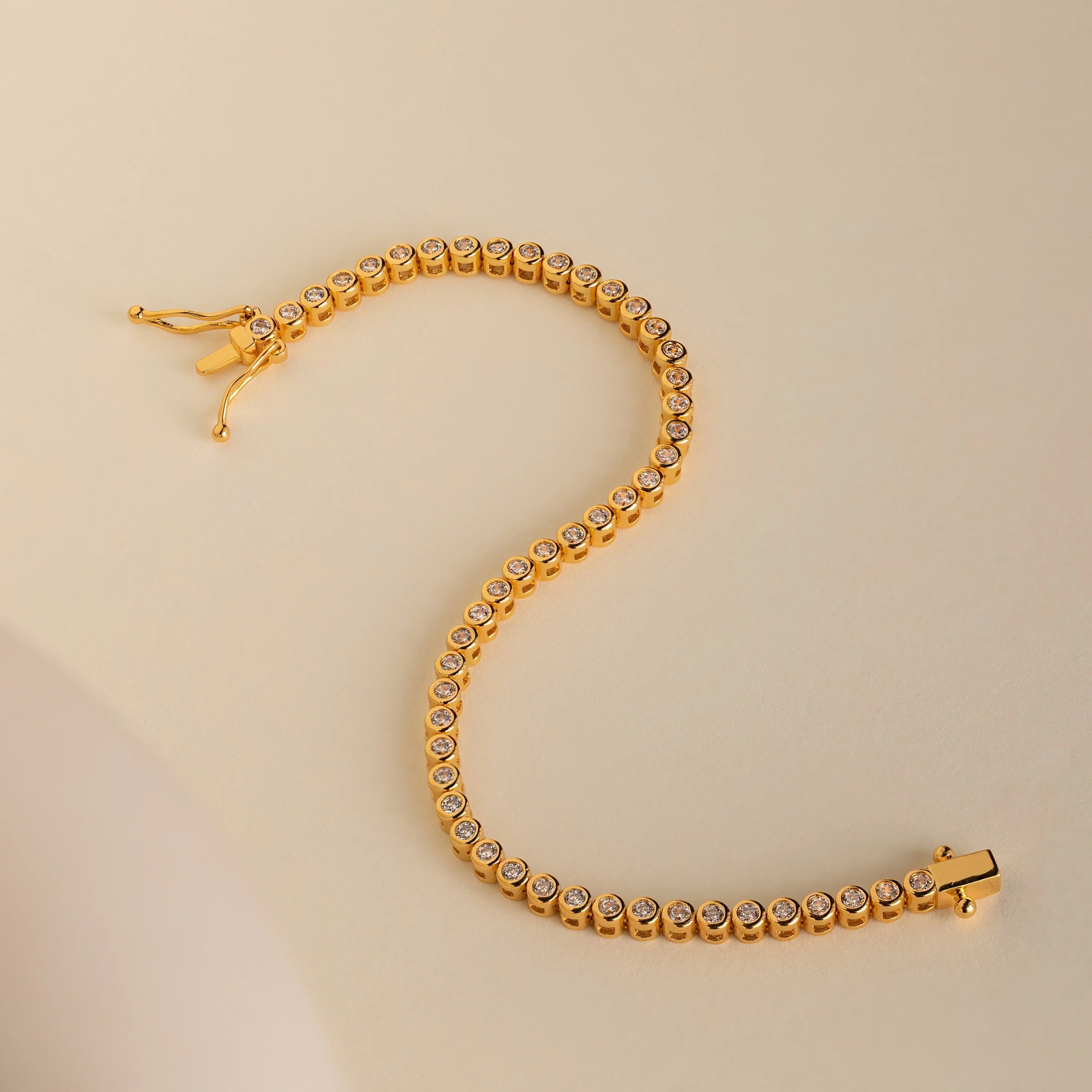 Diamond Bezel Tennis Bracelet Silver 18K Gold Plated