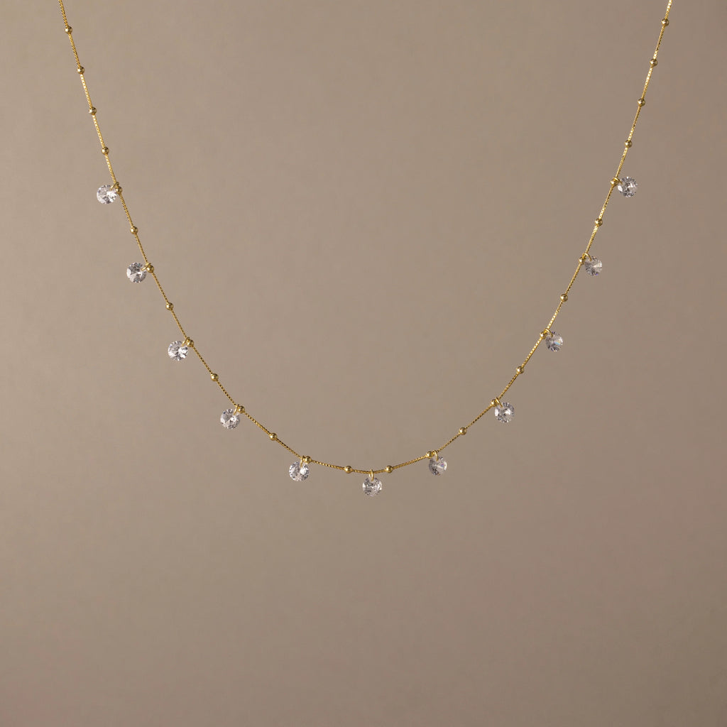 Satellite Diamond Necklace Silver 18K Gold Plated