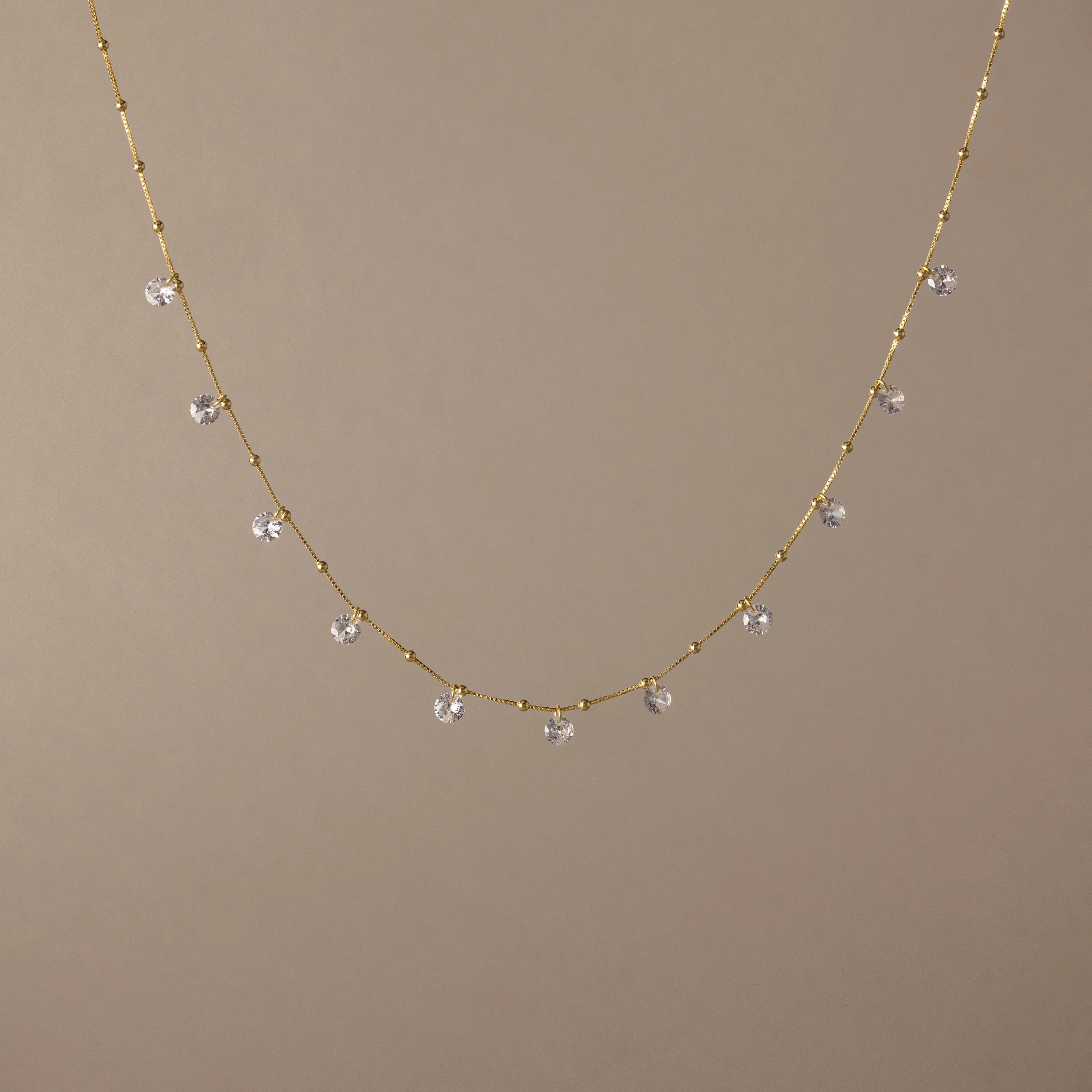 Satellite Diamond Necklace Silver 18K Gold Plated