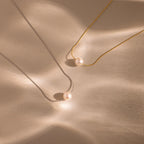 Dainty Pearl Dot Necklace Silver 18K Gold Plated