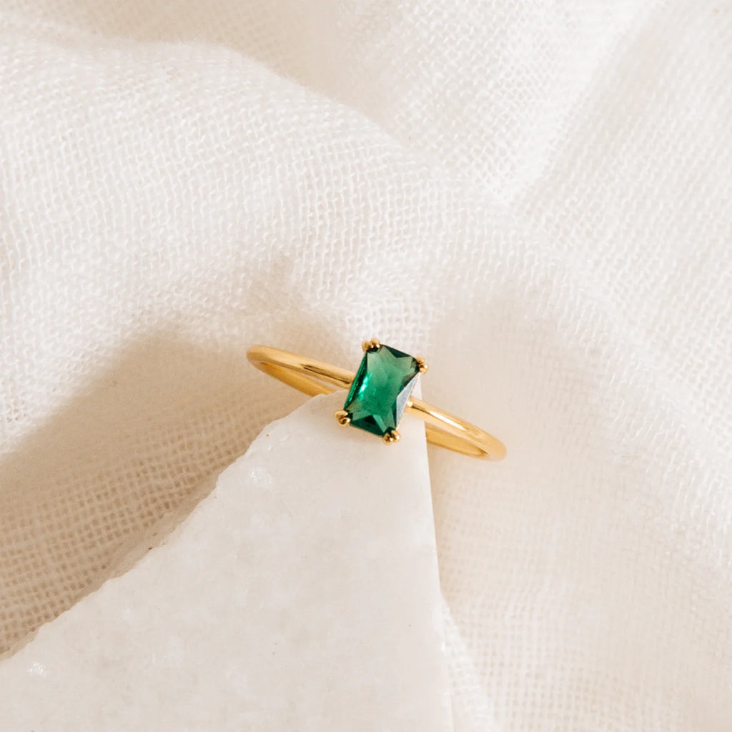 Harley Emerald Ring Silver 18K Gold Plated