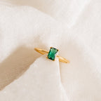 Harley Emerald Ring Silver 18K Gold Plated