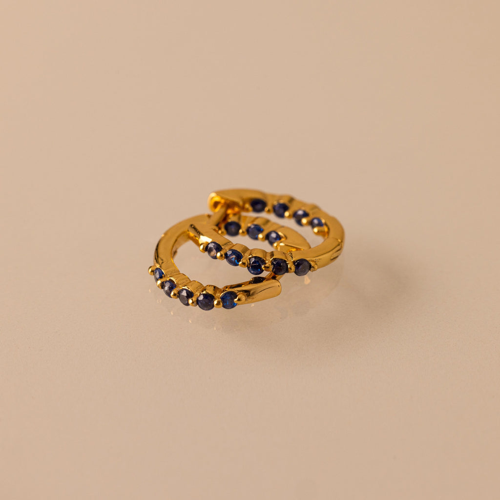 Inside Out Sapphire Huggies Silver 18K Gold Plated