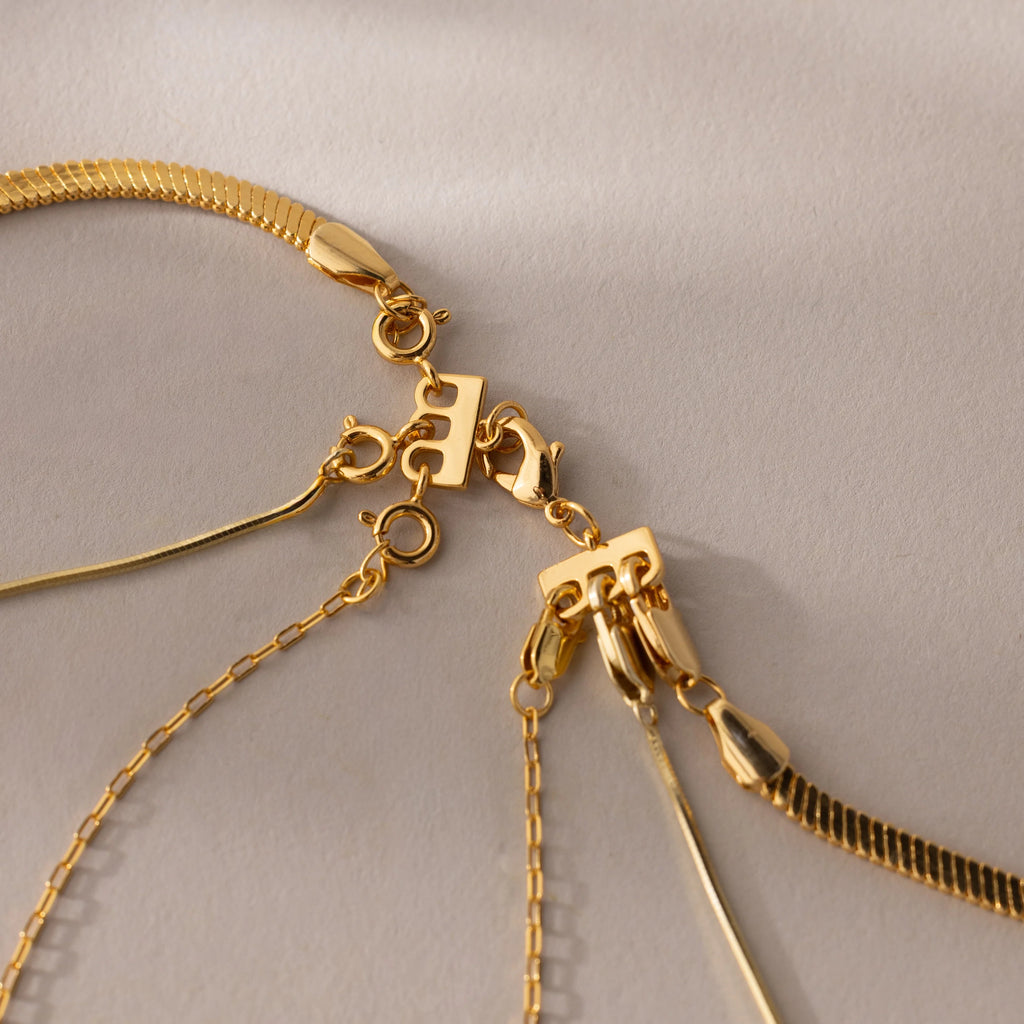 Triple Layering Clasp Silver 18K Gold Plated