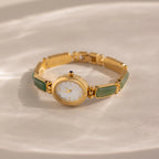 Jade Band Timepiece Silver 18K Gold Plated