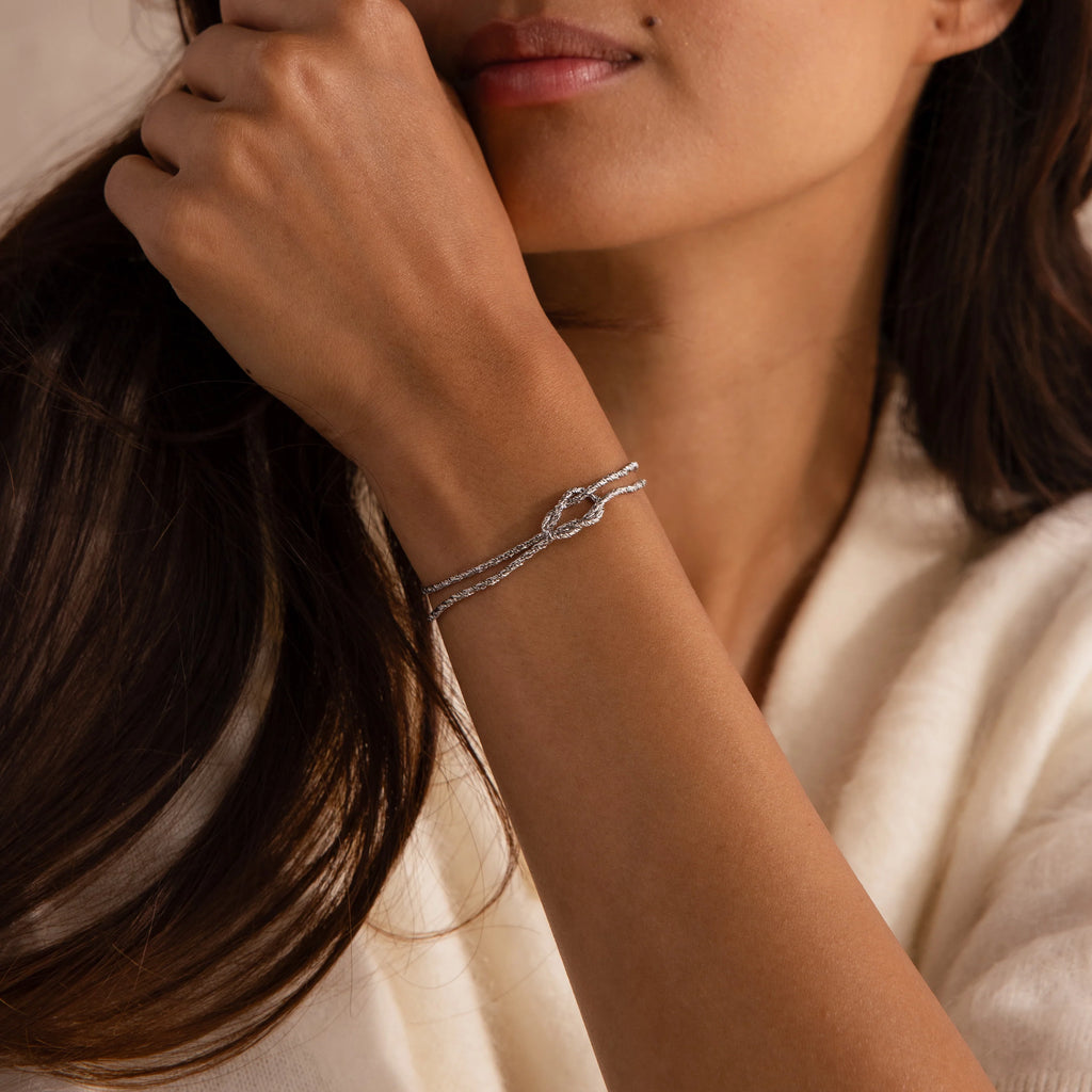 Rope Knot Chain Bracelet Silver 18K Gold Plated
