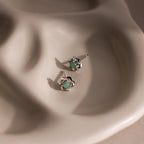 Mini Jade Flower Studs Silver 18K Gold Plated