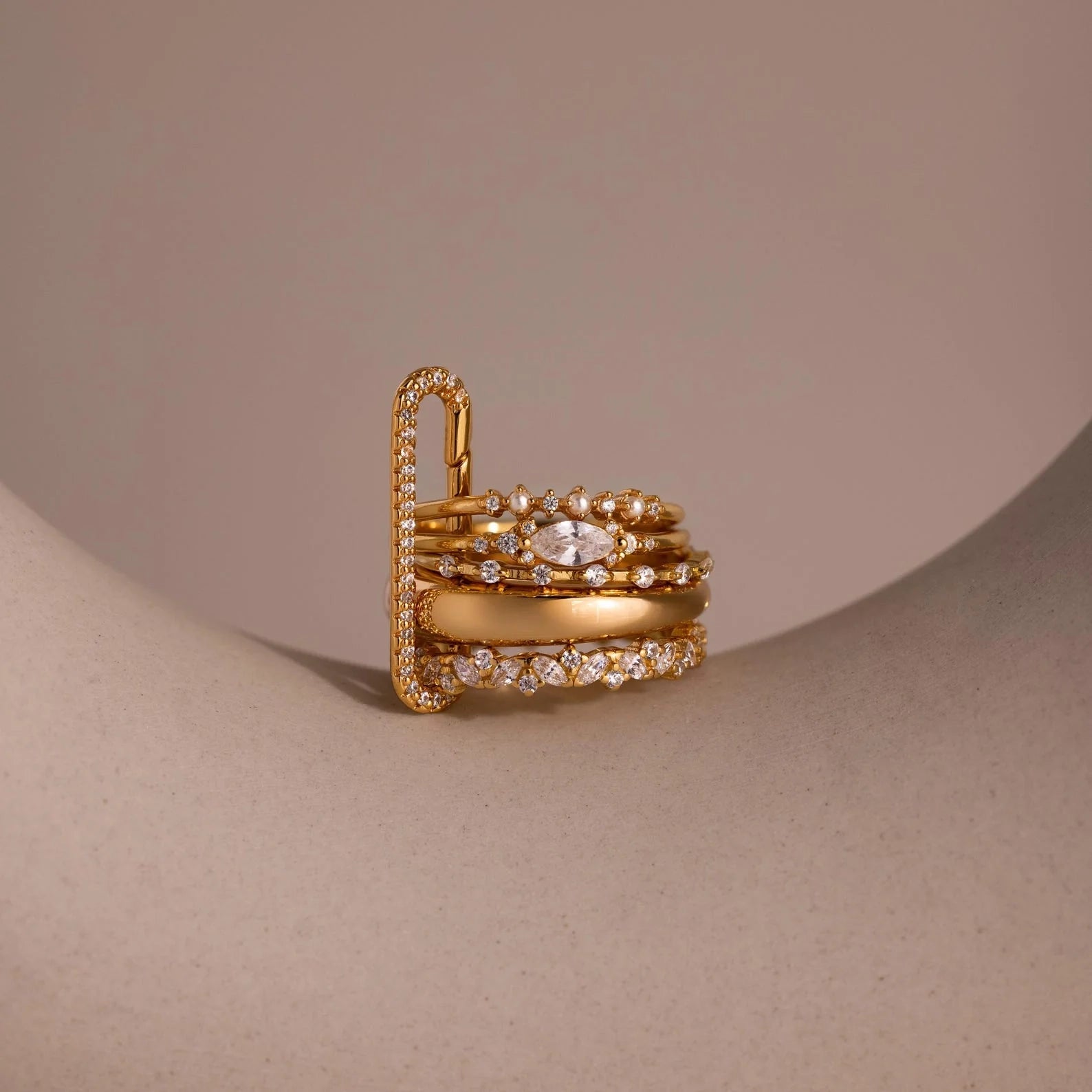 Multipurpose Pave Link Clasp Set Silver 18K Gold Plated