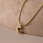Gemstone Bubble Initial Necklace Silver 18K Gold Plated