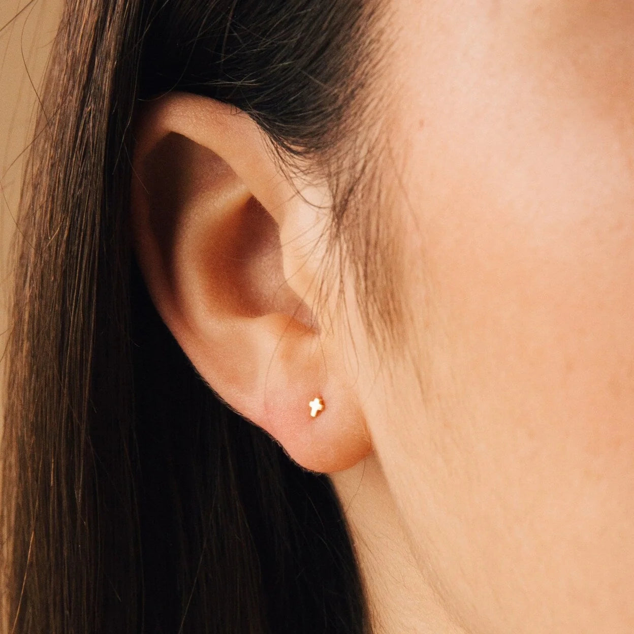 Tiny Cross Studs Silver 18K Gold Plated