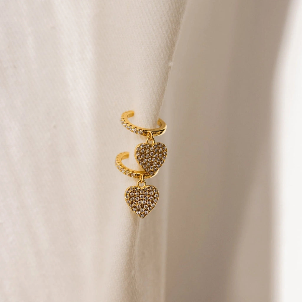 Pave Heart Ear Cuffs