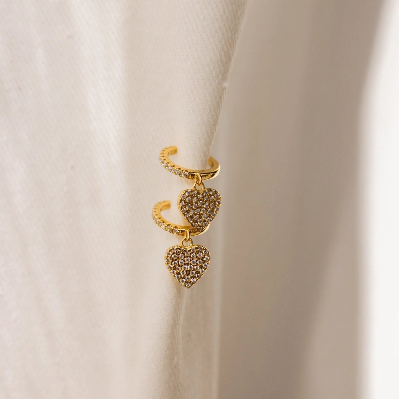 Pave Heart Ear Cuffs