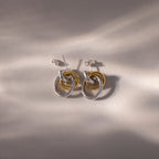 Mixed Metal Linked Earrings Silver 18K Gold Plated