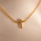 Dainty Cross Necklace Silver 18K Gold Plated