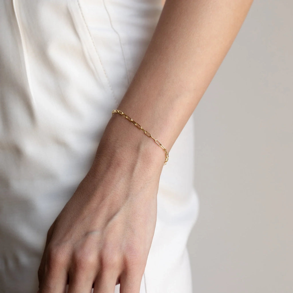 Paperclip Chain Bracelet Silver 18K Gold Plated