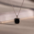 Square Onyx Necklace Silver 18K Gold Plated