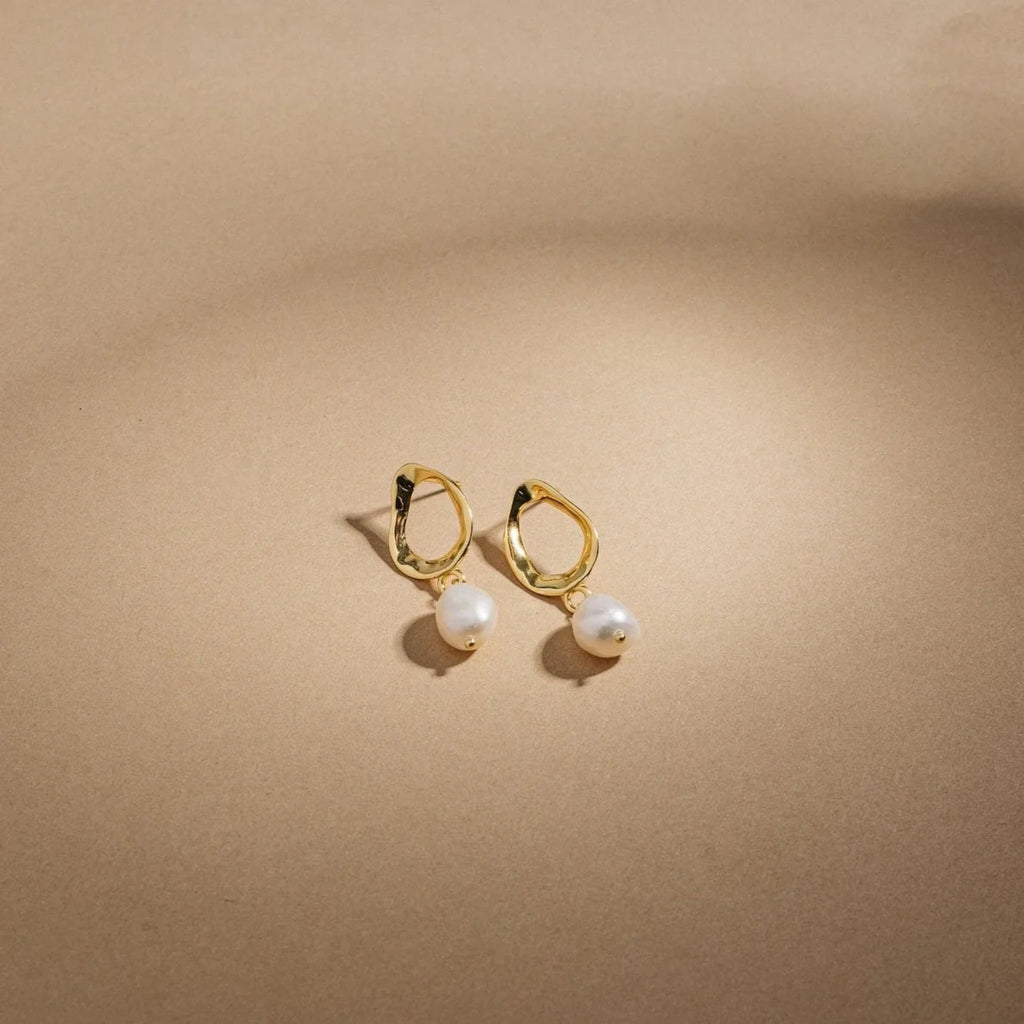 Rebecca Pearl Drop Earrings Silver 18K Gold Plated