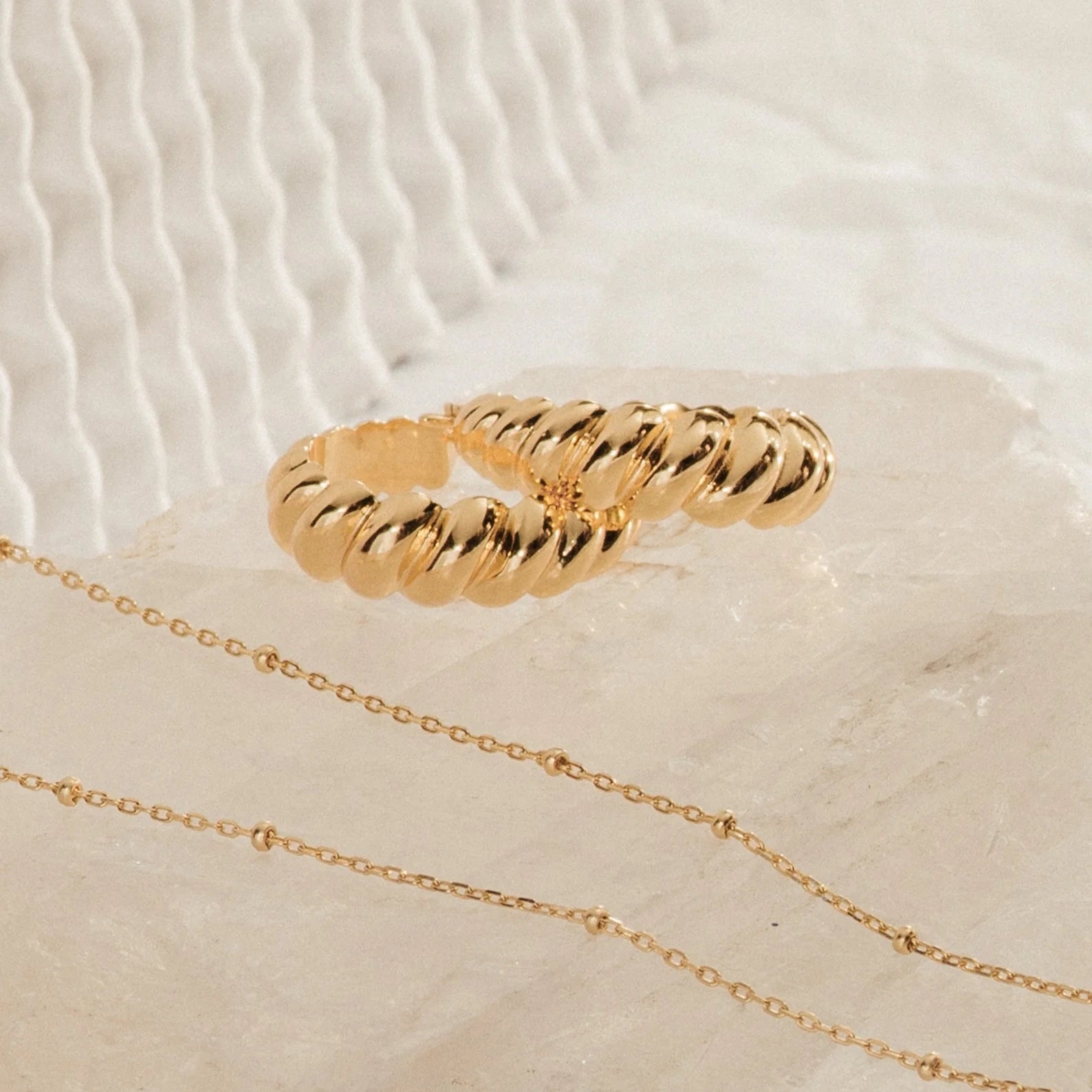 Sylvie Bold Croissant Hoops Silver 18K Gold Plated