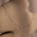 Heart Station Necklace & Bracelet Set Silver 18K Gold Plated