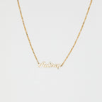 Name Necklace in Box Chain Silver 18K Gold Plated
