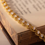 Diamond Heart Link Bracelet Silver 18K Gold Plated