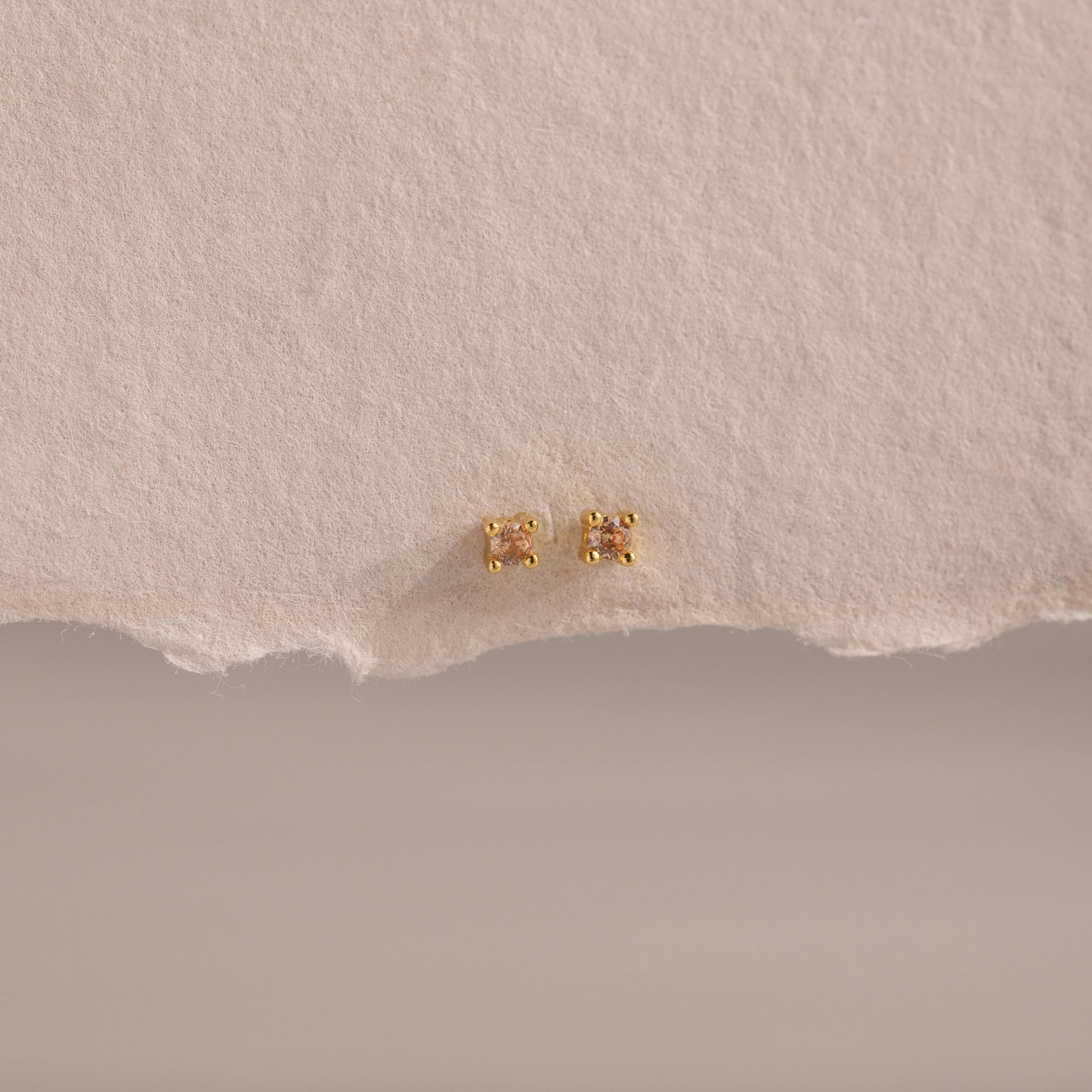 Dainty Topaz Flatback Studs  Silver 18K Gold Plated