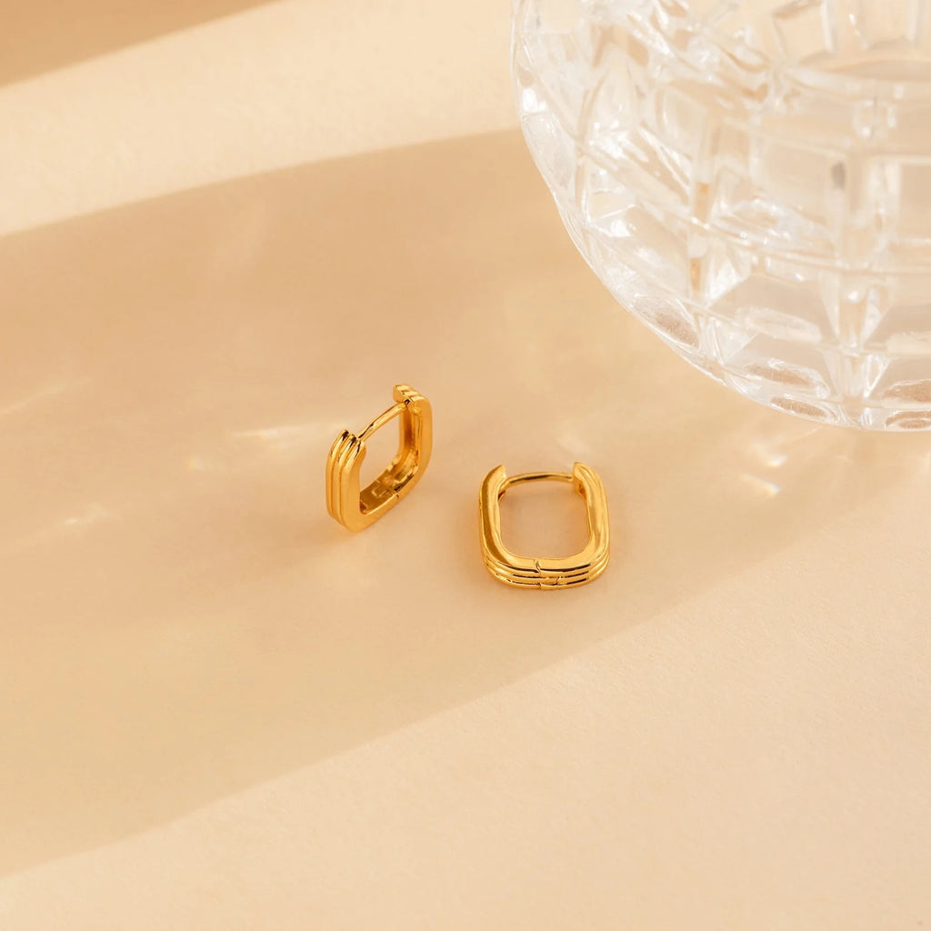 Ribbed Link Hoops Silver 18K Gold Plated