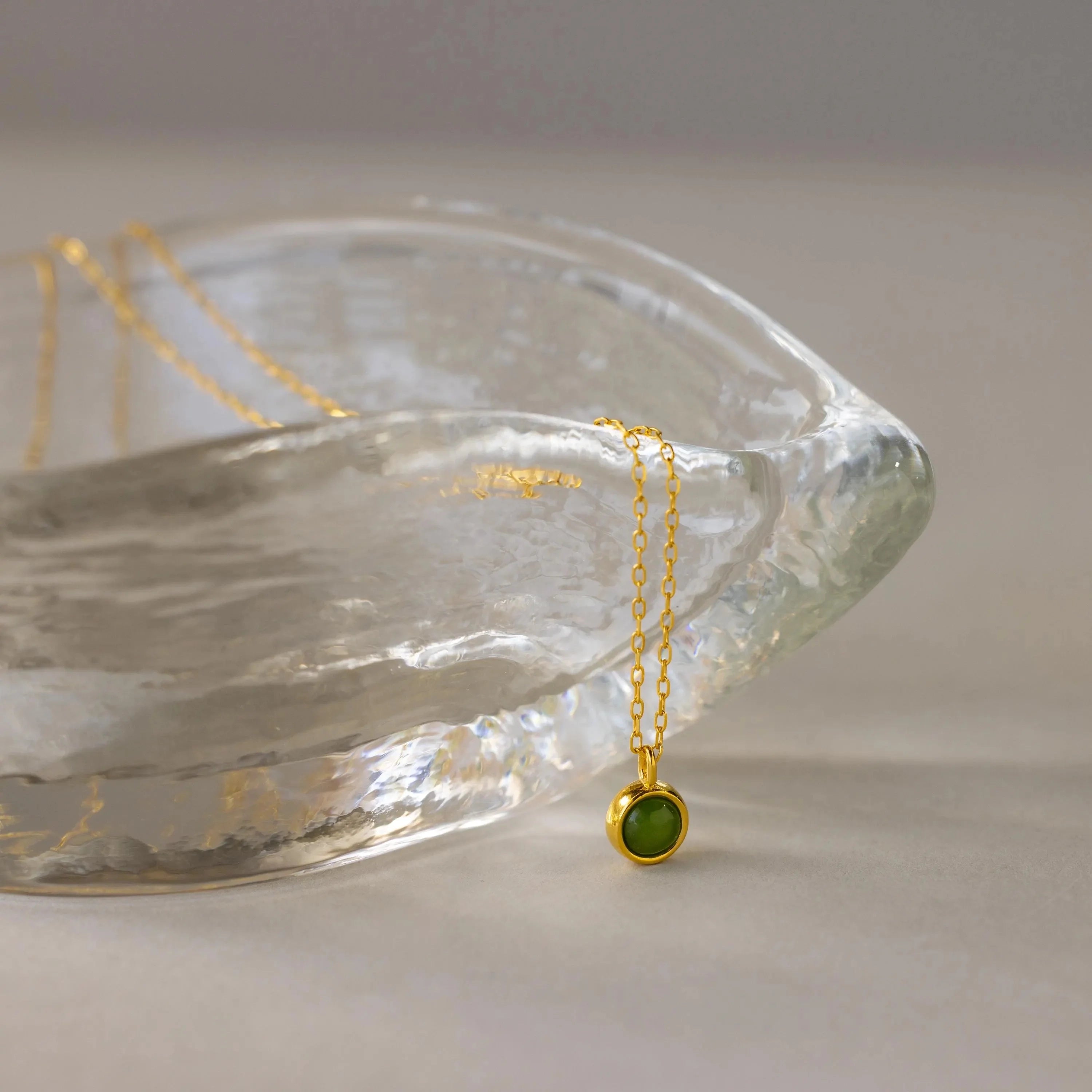 Jade Charm Necklace Silver 18K Gold Plated