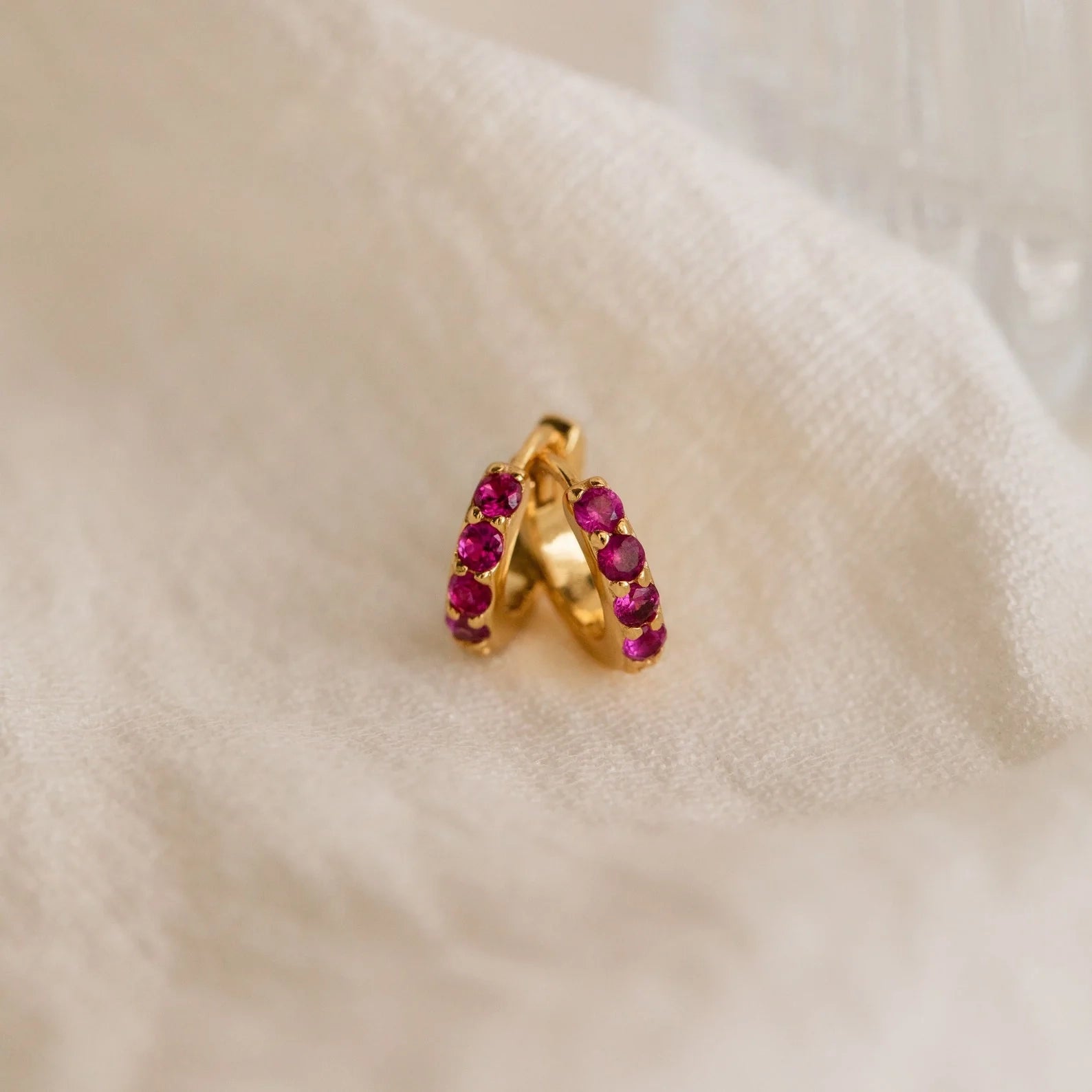 Elise Gemstone Huggies Set Silver 18K Gold Plated